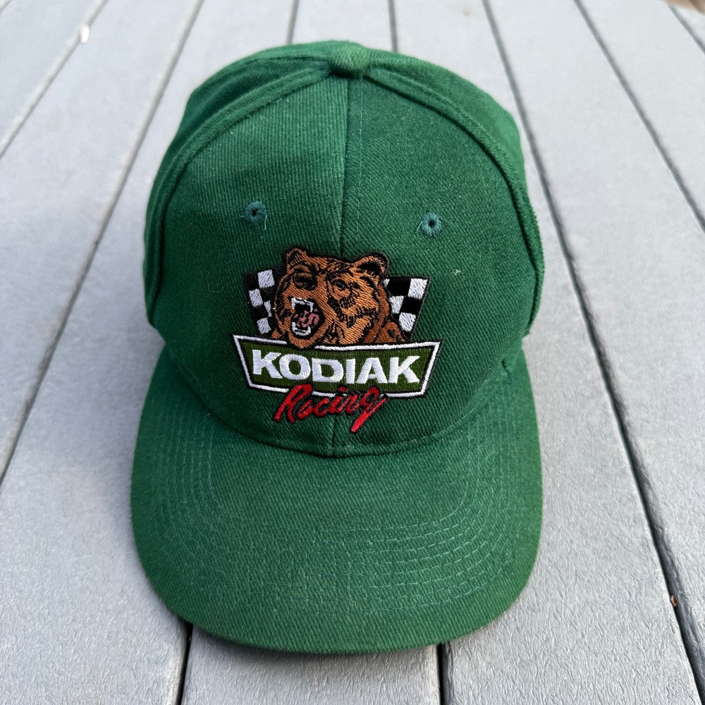 Vintage Super Sport Kodiak Racing Hat Mens OSFA Green Bear NASCAR Embroidered